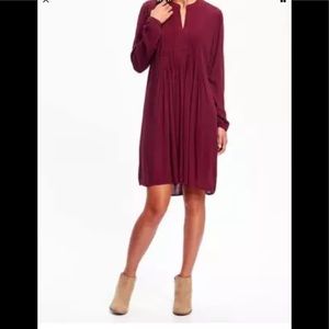 Dress long sleeves swing dress burgundy size Small